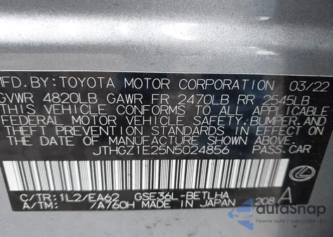 2022 Lexus Is 350 F Sport from USA, damaged, VIN JTHGZ1E25N5024856